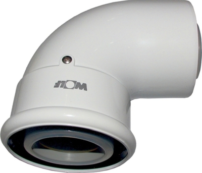 Wolf Дымоход Отвод для дымохода DN60/100 87° для концентрической дымовой трубы, цвет белый, вставной