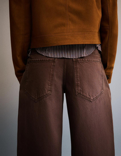 BERSHKA ДЖИНСЫ BALLOON, КОРИЧНЕВЫЙ