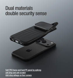 Чехол черного цвета на iPhone 17 Pro Max, серия CamShield Prop Case (версия с тонированной крышкой объектива) от Nillkin