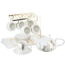 Чайный набор на металлической подставке с подносом 15пр. " . Golden Forest" (6 персон) v=11