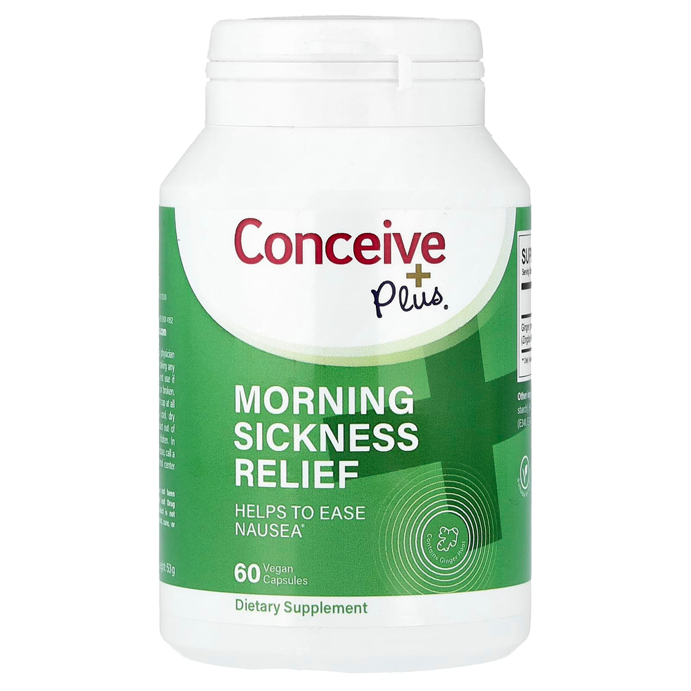 Conceive Plus, утренний токсикоз, 60 веганских капсул (500 мг в 1 капсуле)