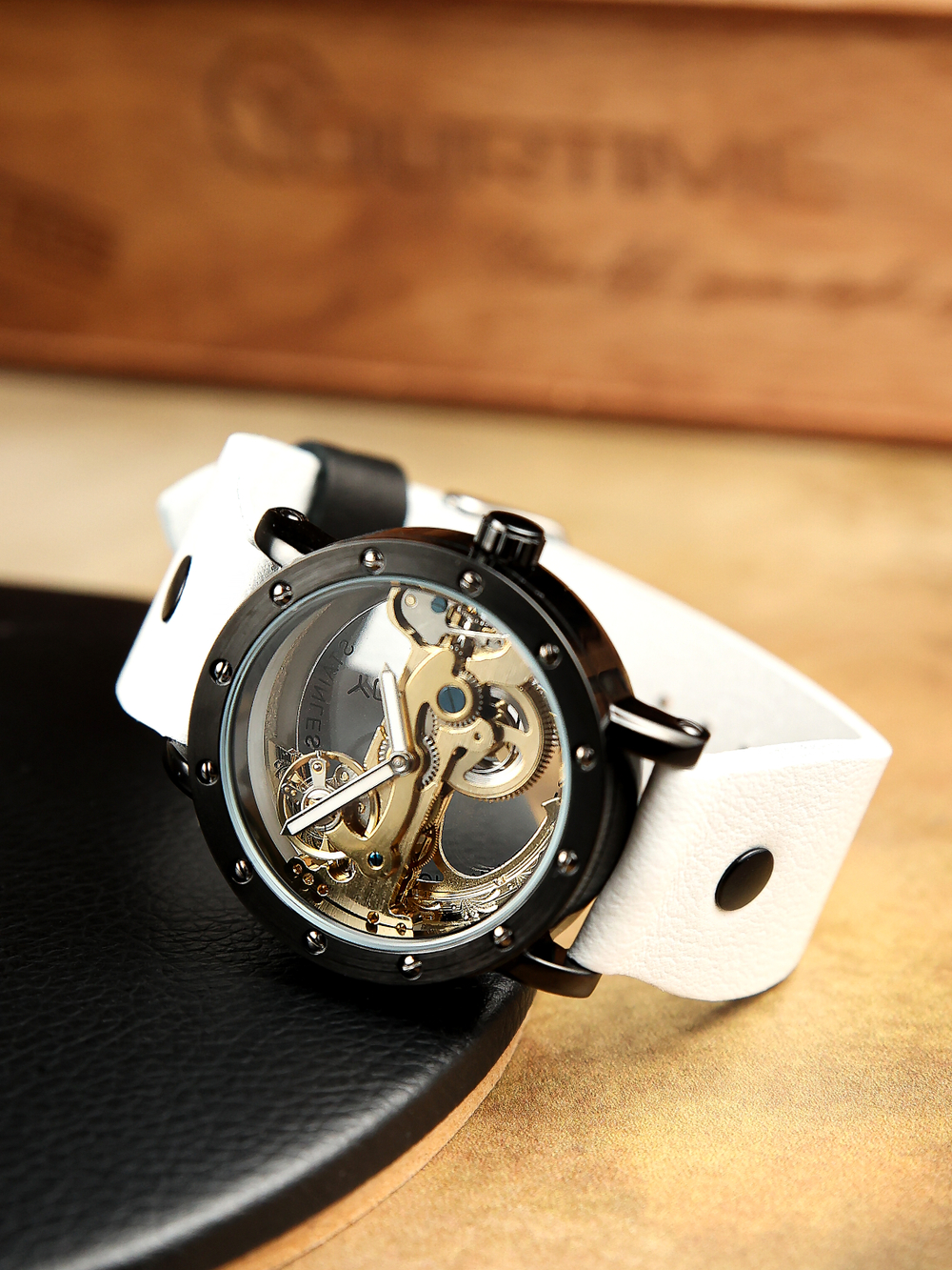 Часы скелетоны механические Power Black White YOURTIME