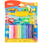 Пластилин Deli "DOUGH IT!" 12 цветов, 160 гр., формы+скалка, блистер с европодвесом