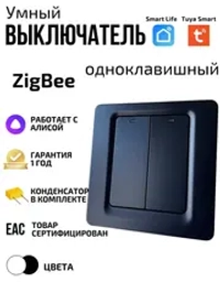 Умный выключатель ZigBee двухклавишный с Алисой черный