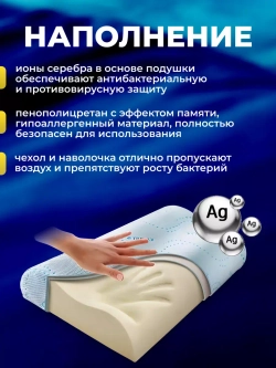 Подушка ортопедическая для сна с эффектом памяти детская П35
