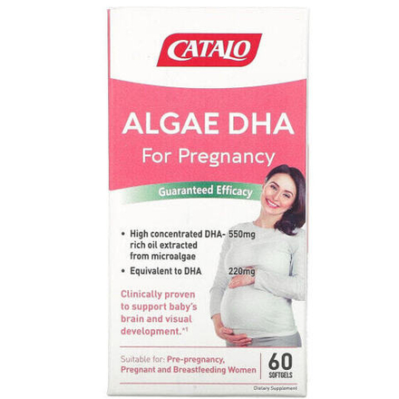Рыбий жир и Омега 3, 6, 9 Catalo Naturals, ДГК из водорослей для беременности, 60 мягких таблеток