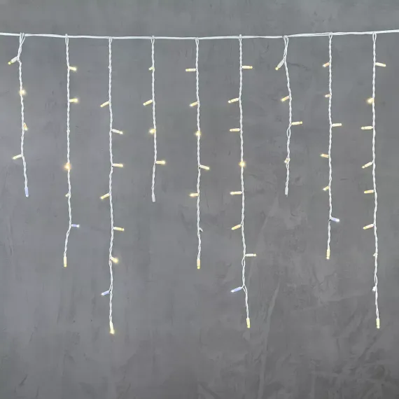 Светодиодная бахрома с колпачком 3,2*0,9 м., 168 теплых белых LED ламп, мерцание, каучуковый белый провод, LTC (LL168BLW-8-2WW)