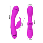 Лиловый вибратор Yves с клиторальным отростком - 17 см. (Цвет: лиловый)