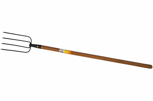 Навозные кованые вилы с черенком, 4 круглых зубца, 180х300x1330мм Grinda 39723