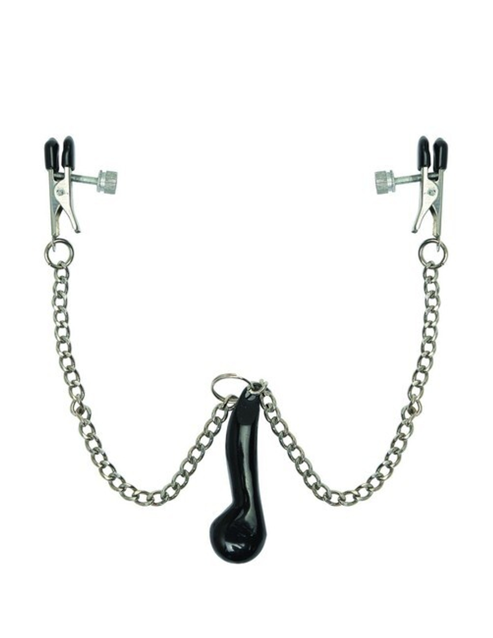Зажимы на соски с утяжелителем Heavyweight Nipple Clamps (Цвет: Серебристый с черным)