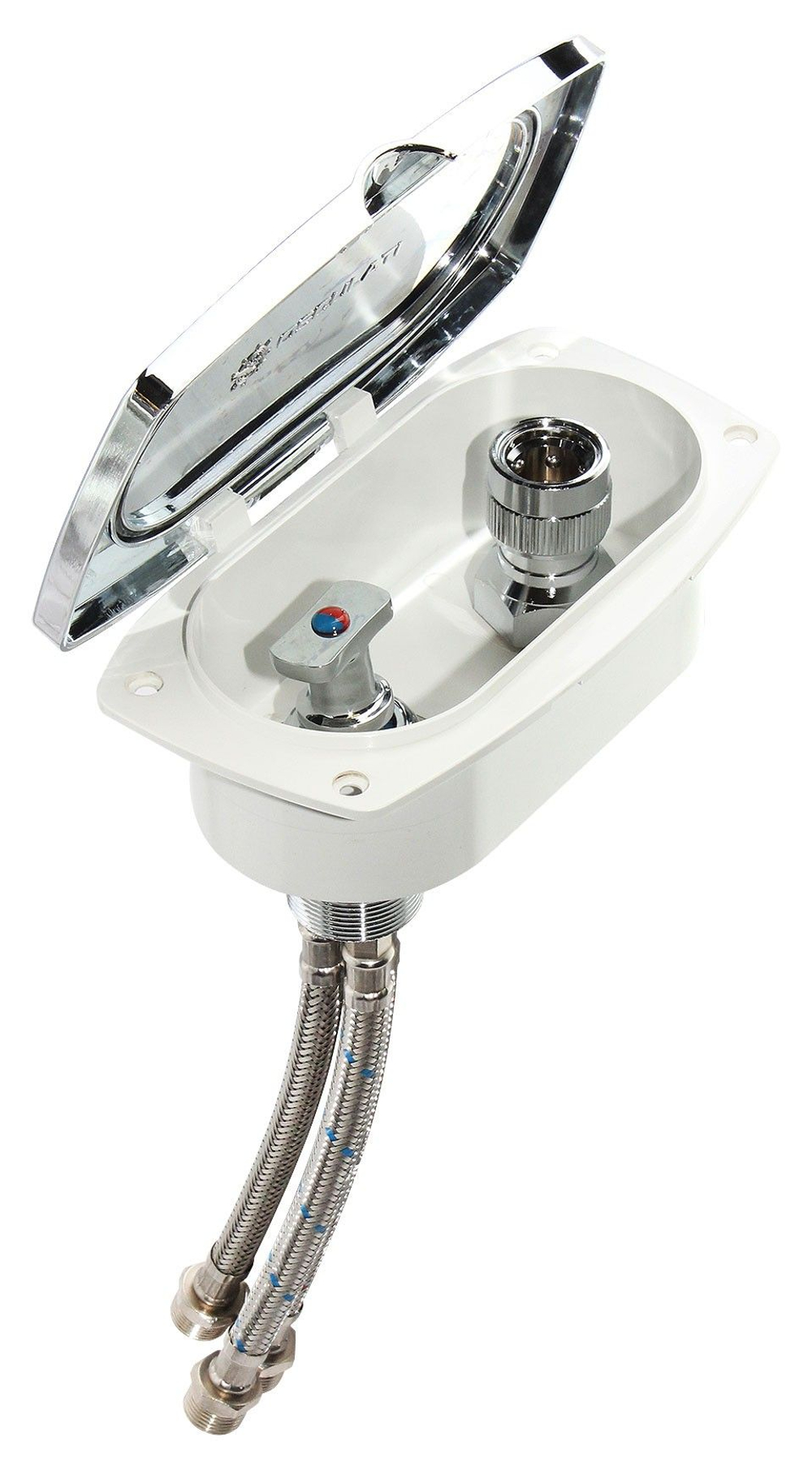 Смеситель с быстроразъемным штуцером в белом боксе (10260616)