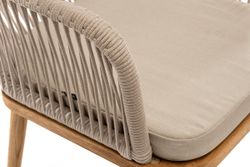 "Лион" стул плетеный из роупа, основание дуб, роуп бежевый круглый, ткань бежевая 035