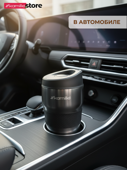 Термокружка 320 мл. из нержавеющей стали Kamille KM 2165 с TPR-вставкой