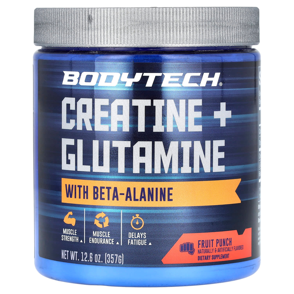 BodyTech, креатин и глутамин с бета-аланином, фруктовый пунш, 357 г (12,6 унции)