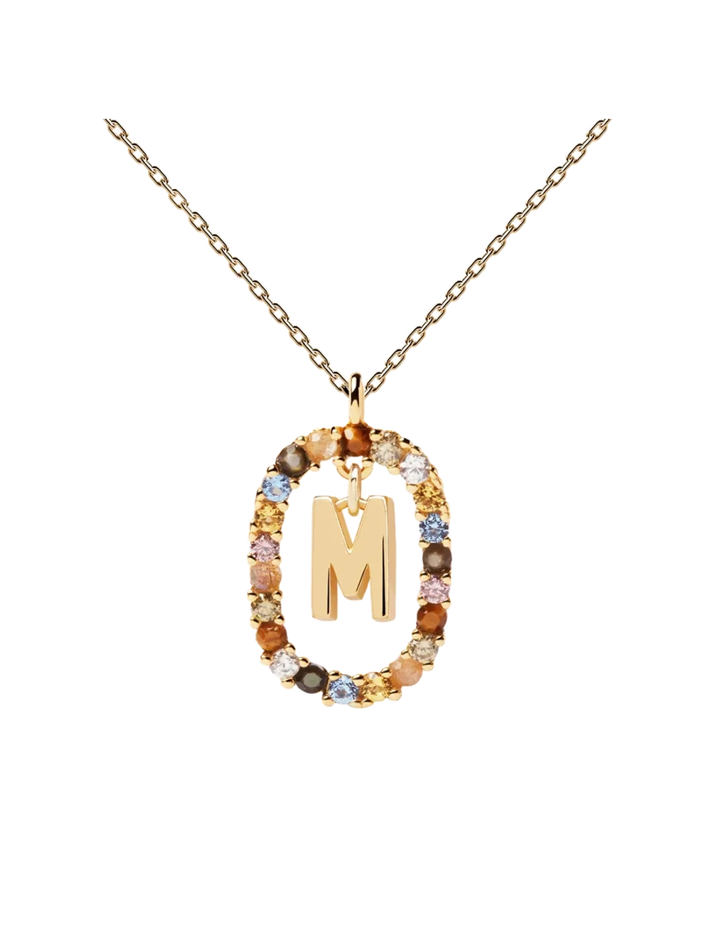 Колье женское PDPaola Буква M серебро 925 пробы покрытое золотом 750 пробы CO01-272-U