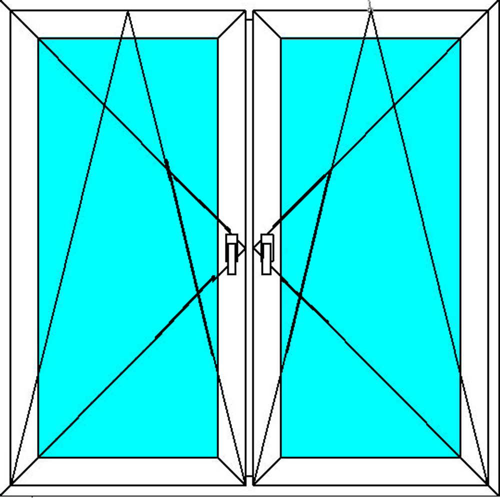 Окно пластиковое ПВХ 1200+1200п.п. правое/левое поворотно-откидное Ивапер 82 с микропроветриванием
