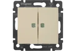 Выключатель Legrand Valena 2-клавишный с индикатором слоновая кость 04177