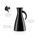 Термокувшин vacuum 1 л  высокий чёрный глянец