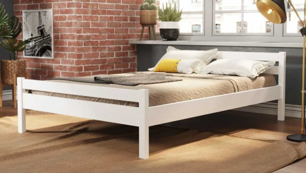 Кровать-13 двойная из массива белый 1200*2000