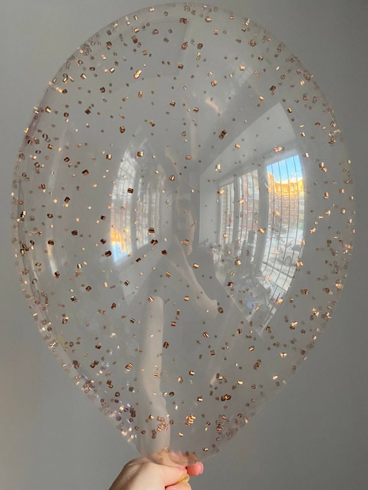 Воздушный шар с наполнением конфетти цилиндр золото/шампань ПАЛИТРА №4301