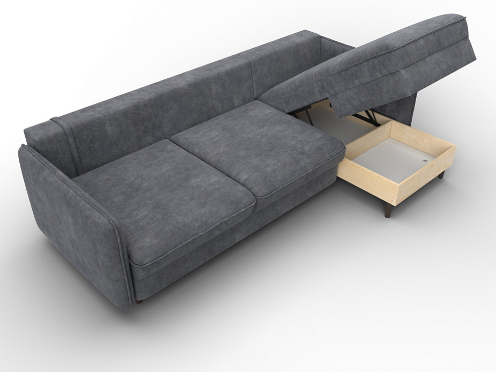 Диван угловой Лига-064 НПБ угол универсальный ВЕЛЮР BRUT 16 темно-серый