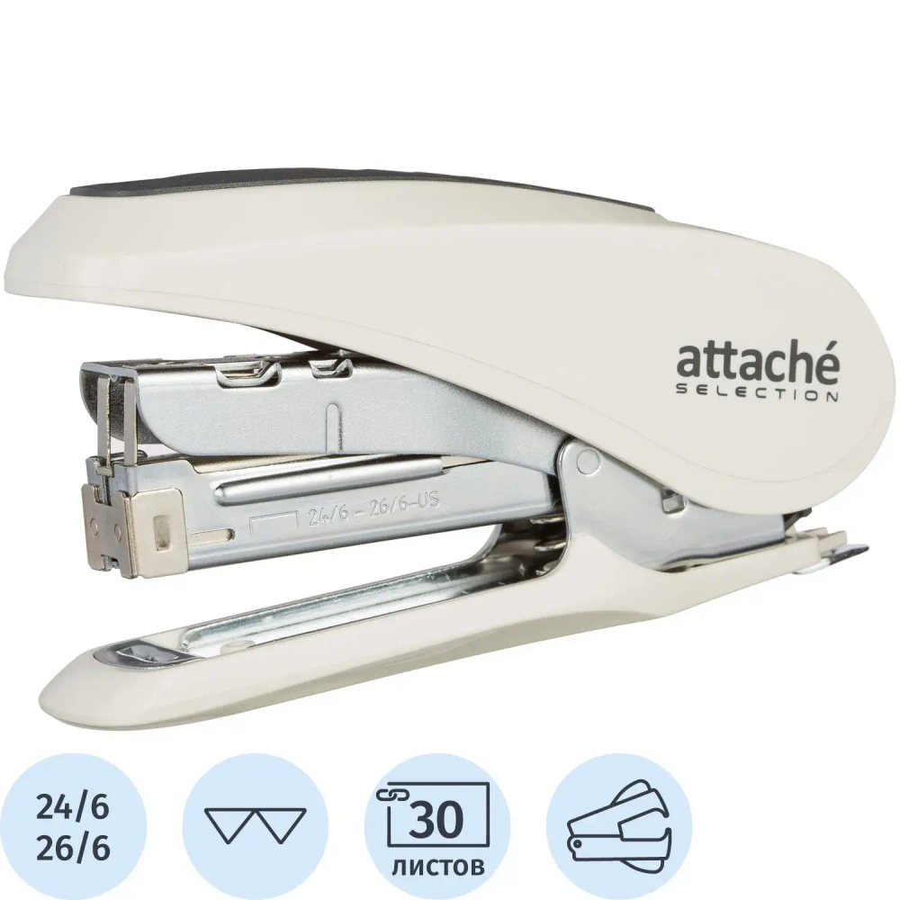 Степлер Attache Selection MSW2430(№24/6-26/6)до 30л,энергосбер,металл,белый