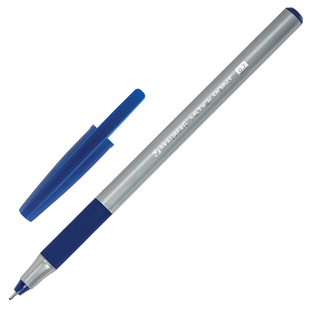 Ручка шариковая с грипом BRAUBERG "i-STICK POINT", КОМПЛЕКТ 20 шт., СИНЯЯ, линия письма 0,35 мм, 144024