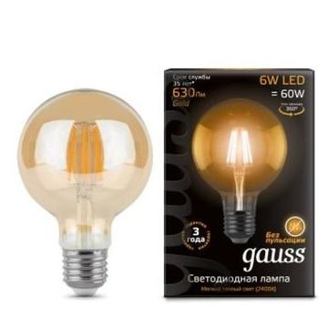 Лампа Gauss LED Filament G95 E27 6W Golden 2400K 105802006