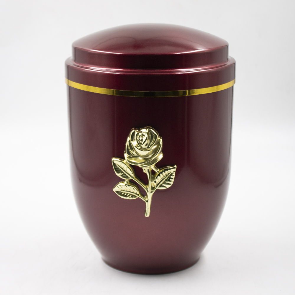 Урна для праха металл темно-красный "Роза"