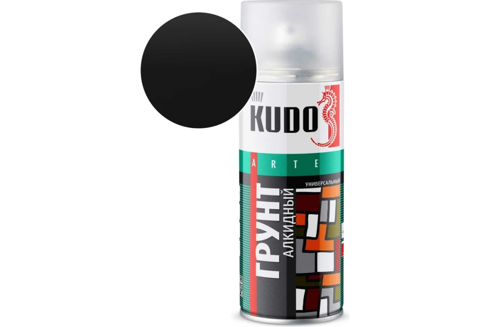 Грунт аэрозольный алкидный универсальный Kudo KU-2003 чёрный (0,52 л)