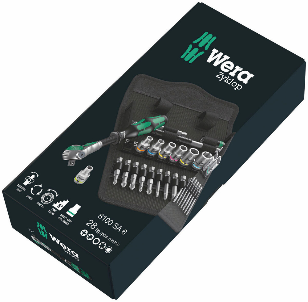 8100 SA 6 наборWera Zyklop Speed, 1/4", метрический, 28 предметов 05004016001