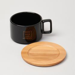 ЧАЙНАЯ ПАРА LEFARD BLACK 300 МЛ С БАМБУКОВЫМ БЛЮДЦЕМ