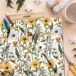 Ткань премиум бифлекс луговой гербарий