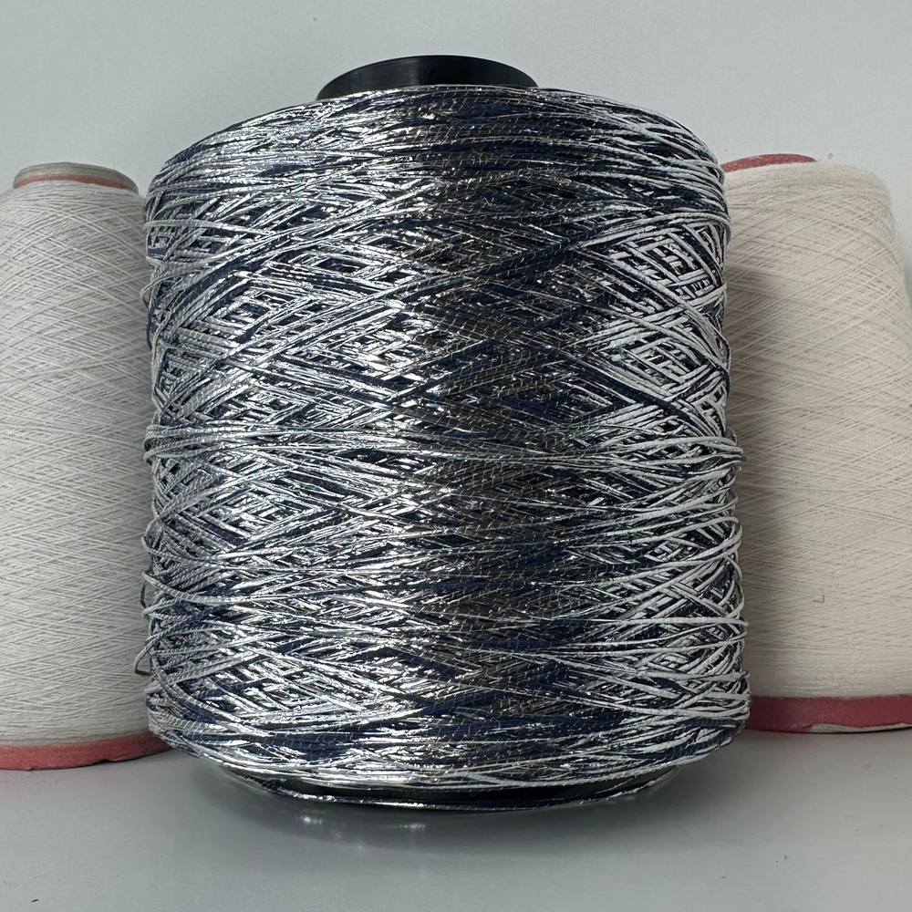 LINO CHIC - Luxury Production by Ri.go.; 82% лен, 16% фольга, 2% п/а; 260м/100гр; col.5815, цвет: сине-черный, фольга серебро
