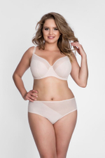 Бюстгальтер на косточках с чашками plus size из микрофибры и сетки (Размер: 70L) (Цвет: телесный)