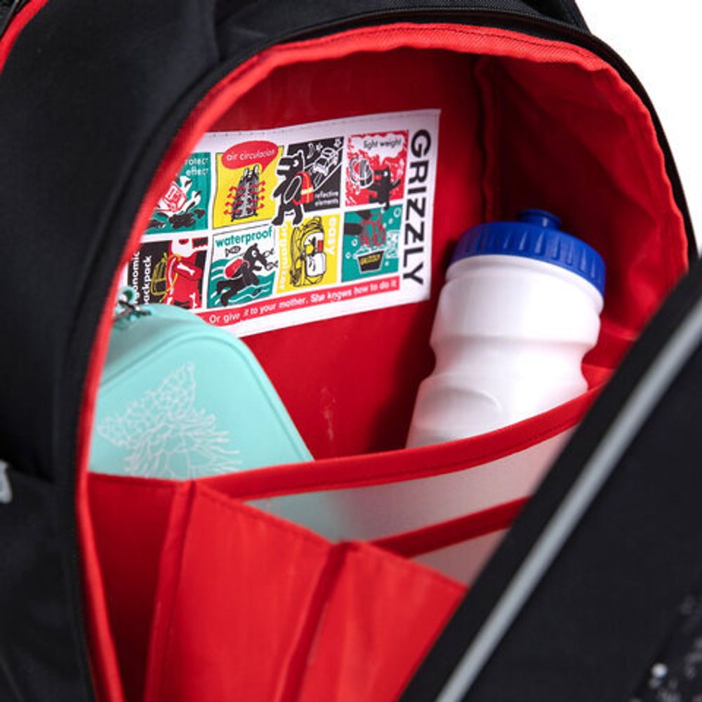 Ранец GRIZZLY анатомическая спинка, с бейджем, для мальчиков, "RED CAR", 36х29х18 см, RAf-293-1/2