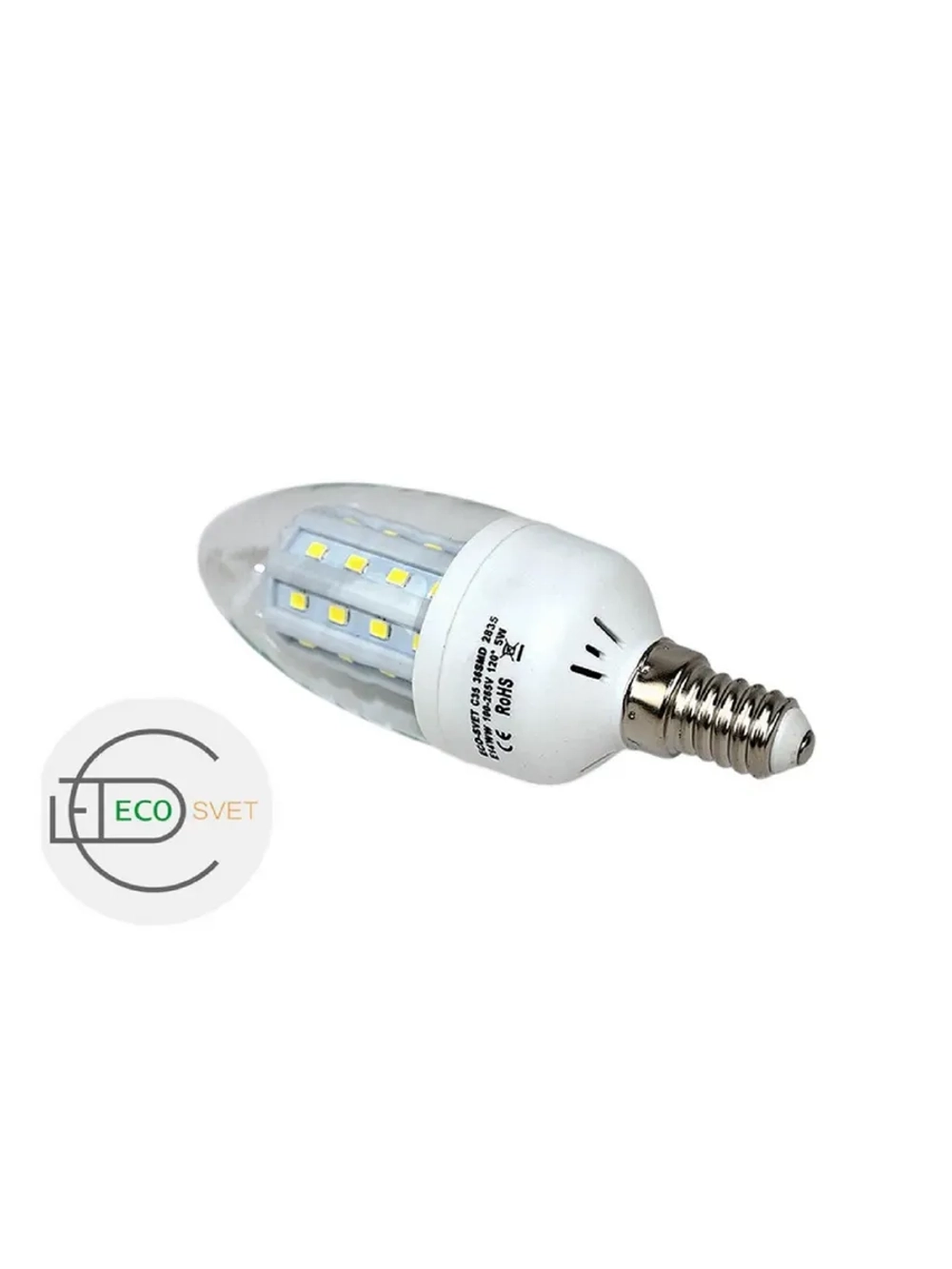 Светодиодная LED лампа C35 5W E14 тёпл 3шт