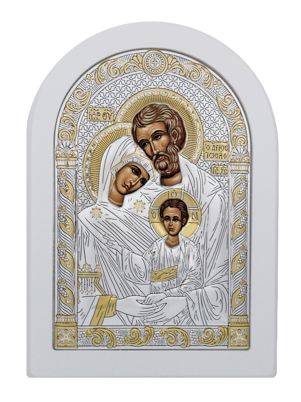 Св. Семейство, икона арочная, белое дерево 120х160
