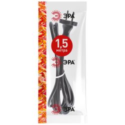 Шнур сетевой с вилкой ЭРА UX-2x0,75-1,5m-B 1,5м ПВС 2x0,75мм2 черный