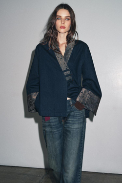 ZARA КИМОНО С ДЖИНСОВЫМ ЭФФЕКТОМ, СИНИЙ