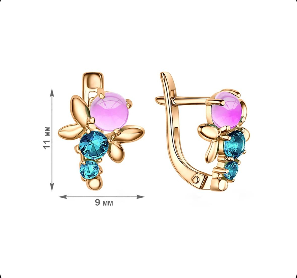Серьги из серебра "Стрекоза"
