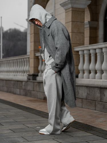 Серое мужское пальто LAINE на пуговицах