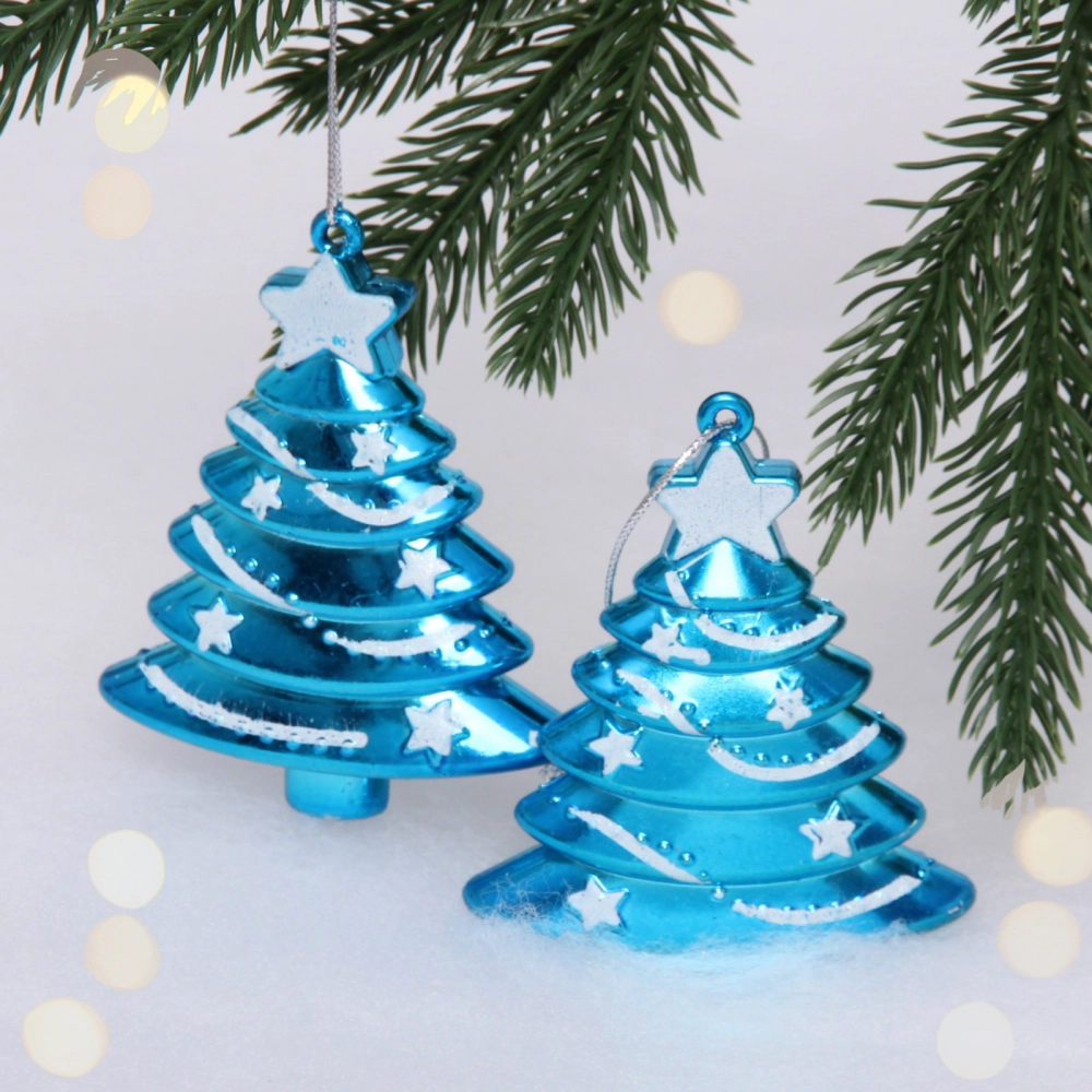 Елочные игрушки «Сказочная ёлочка» 8 см (набор 2 шт), Синий