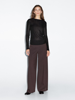 Massimo Dutti Легкая футболка классического кроя с длинными рукавами, черный