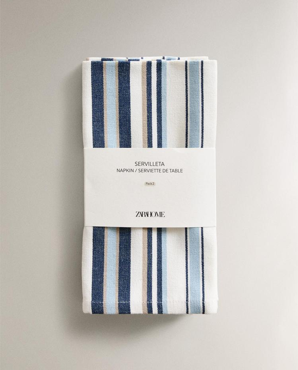 ZARA HOME НАБОР САЛФЕТОК В АСИММЕТРИЧНУЮ ПОЛОСКУ (2 ШТ.), СИНИЙ