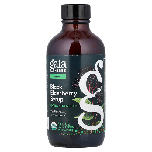 Gaia Herbs, сироп из чёрной бузины, 89 мл (3 жидк. унции)
