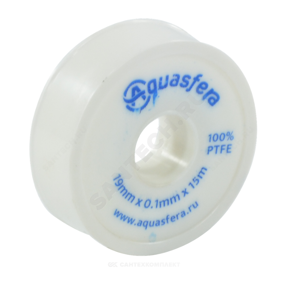 Лента ФУМ PTFE 6020 19ммх0,1ммх15м катушка среда: вода Aquasfera 6020-03