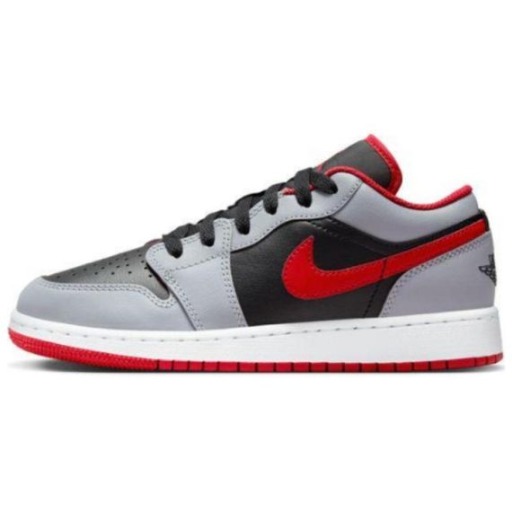 Иордания Air Jordan 1 Детские баскетбольные мячи Низкие цены Серый Черный Красный Юнисекс
