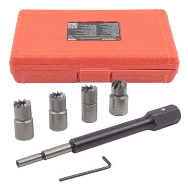 Набор фрез для чистки и восстановления посадочных мест дизельных форсунок 6пр(15х19, 17х17, 17х19, 17х21мм) кейсе Forsage F-906G1