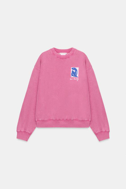 ZARA ТОЛСТОВКА HENRI MATISSE С ЭФФЕКТОМ ПОТЕРТОСТИ, РОЗОВЫЙ